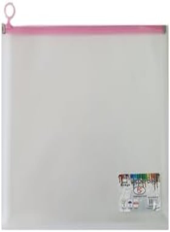 BENGE Document Holder FC Clear With Plastic Zipper - Pink